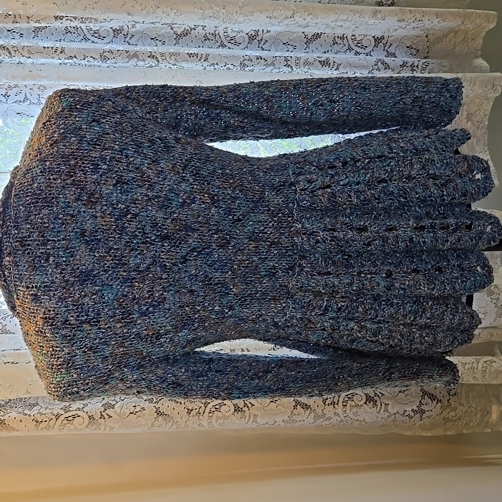 Free People Blue Knit Cardigan with Wooden Buttons - Picture 5 of 10